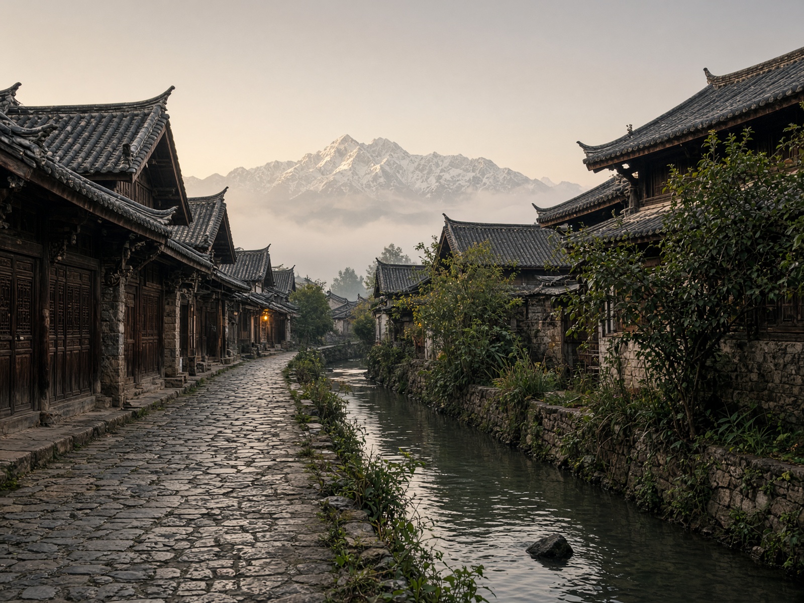 Lijiang, Stone lanes under a snow mountain
